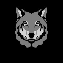 wolf  face vector illustration flat style front