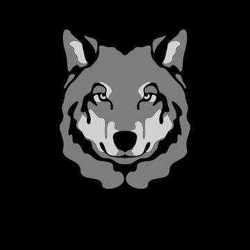 wolf  face vector illustration flat style front