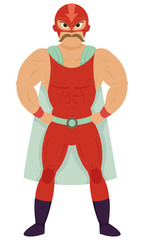 Fototapeta na wymiar Male Wrestler in red costume