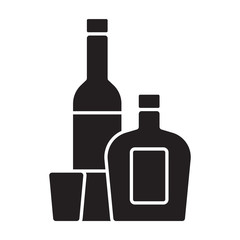 Alcohol strong drinks wine glass black white isolated silhouette