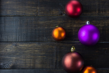 Beautiful Christmas decorations on a wooden background. Beautiful festive christmas background. New Year's holidays. Christmas Holidays.