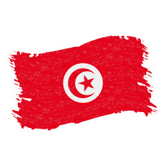 Flag of Tunisia, Grunge Abstract Brush Stroke Isolated On A White Background. Vector Illustration. National Flag In Grungy Style. Use For Brochures, Printed Materials, Logos, Independence Day