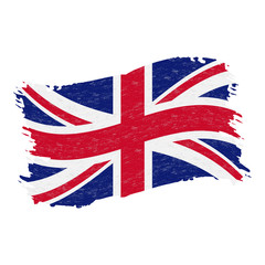 Flag of United Kingdom, Grunge Abstract Brush Stroke Isolated On A White Background. Vector Illustration. National Flag In Grungy Style. Use For Brochures, Printed Materials, Logos, Independence Day