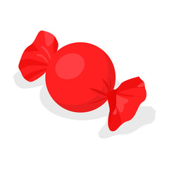 Red bonbon icon. Isometric of red bonbon vector icon for web design isolated on white background
