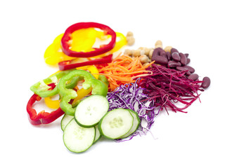 Fresh vegetable salad isolated on white