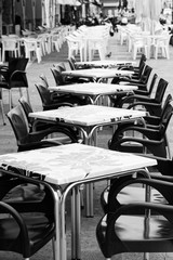 Chioggia, Italy-August 26, 2018: Province of Venice. Cafe on the street.