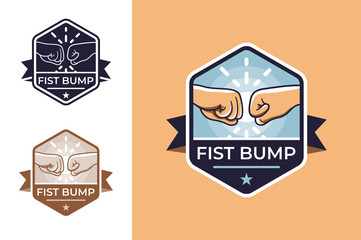 Badge for friendship with fist bump.