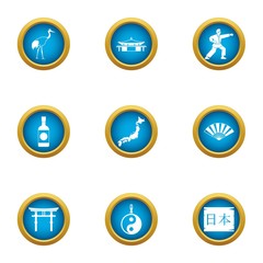 Spiritual power icons set. Flat set of 9 spiritual power vector icons for web isolated on white background