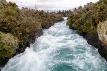 Powerful stream of Huka Falls, Taupo - New Zealand