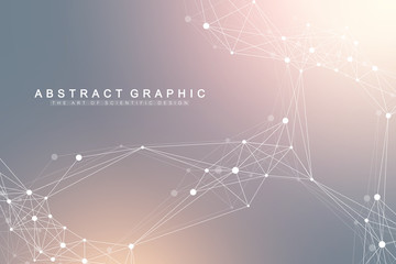 Technology abstract background with connected line and dots. Big data visualization. Perspective backdrop visualization. Analytical networks. Vector illustration.