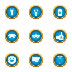 Potation icons set. Flat set of 9 potation vector icons for web isolated on white background