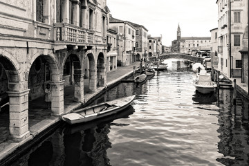 Fototapeta premium Chioggia, Italy-August 26, 2018: Province of Venice. City of fishermen and tourists.