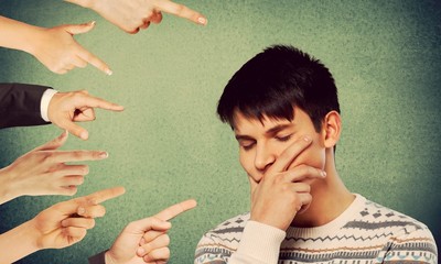 Blaming you. Anxious man judged by different