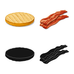 Vector illustration of burger and sandwich logo. Set of burger and slice stock vector illustration.