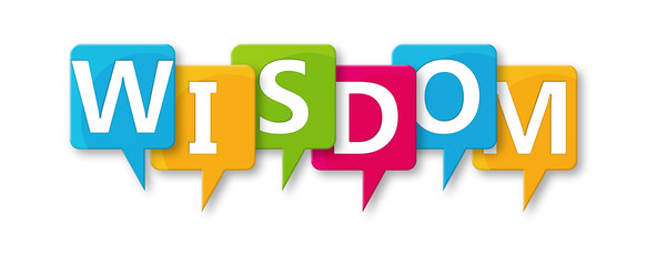 Wisdom - letters written in beautiful boxes on white background