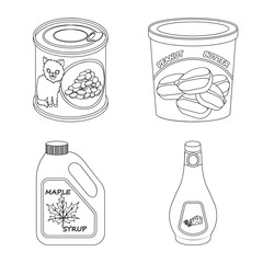 Vector illustration of can and food icon. Collection of can and package stock vector illustration.