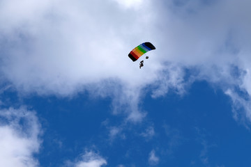 Parachute is in the sky.