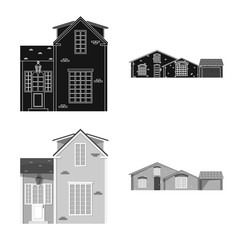 Vector illustration of building and front symbol. Collection of building and roof stock symbol for web.