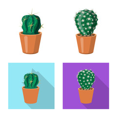 Isolated object of cactus and pot logo. Set of cactus and cacti stock vector illustration.