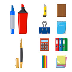 Isolated object of office and supply logo. Collection of office and school stock symbol for web.