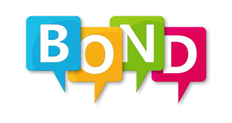 Bond - letters written in beautiful boxes on white background