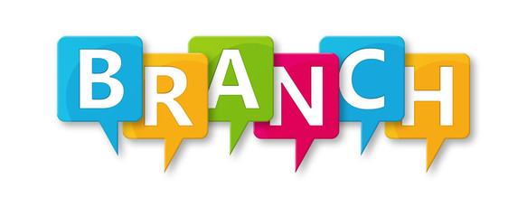 Branch - letters written in beautiful boxes on white background