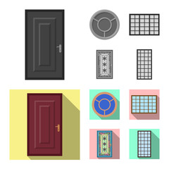 Isolated object of door and front symbol. Set of door and wooden stock symbol for web.