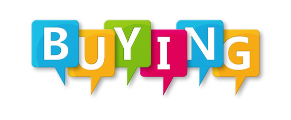 Buying - letters written in beautiful boxes on white background