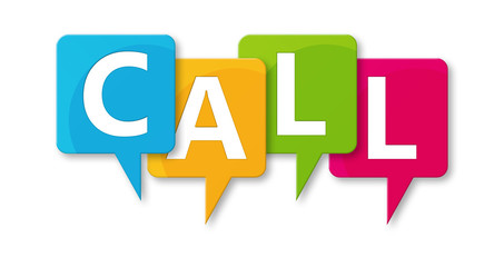 Call - letters written in beautiful boxes on white background