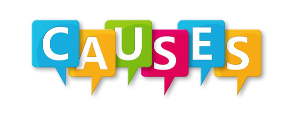 Causes - letters written in beautiful boxes on white background