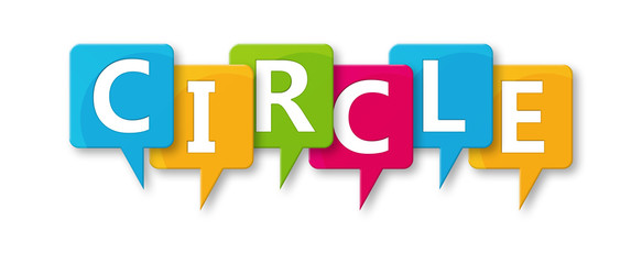 Circle - letters written in beautiful boxes on white background