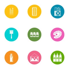 Bright color icons set. Flat set of 9 bright color vector icons for web isolated on white background