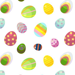 background for happy Easter day. The decorative Easter eggs with different patterns and different sizes