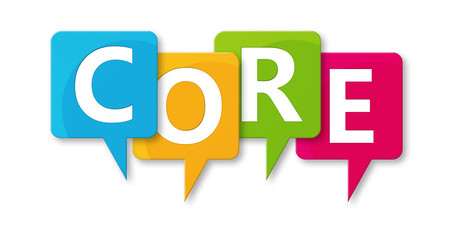 Core - letters written in beautiful boxes on white background