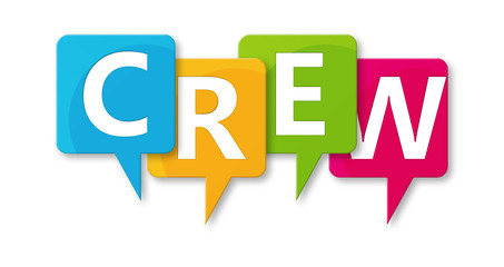 Crew - letters written in beautiful boxes on white background