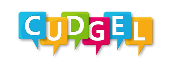 Cudgel - letters written in beautiful boxes on white background