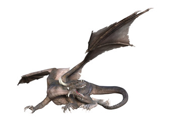 3D Rendering Fairy Tale Dragon on White