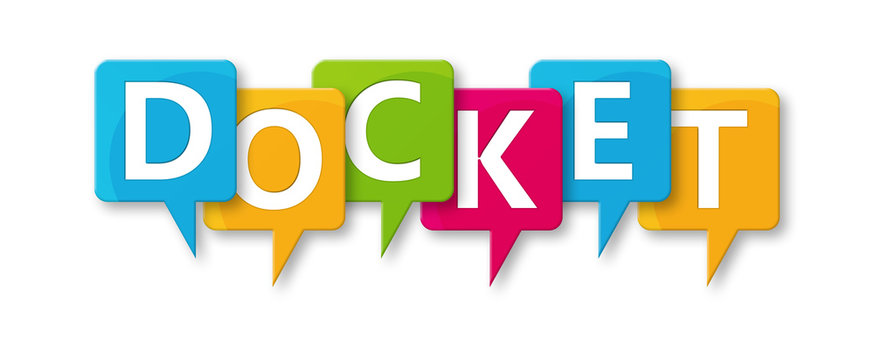 Docket - letters written in beautiful boxes on white background