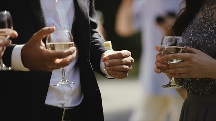 Friends Having Wine Toasting Clinking Wine Glasses Sophisticated Dinner Party Holiday Vacation Travel Happy Birthday Celebration Festive Concept