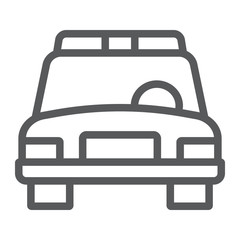 Police car line icon, automobile and patrol, cop sign, vector graphics, a linear pattern on a white background.