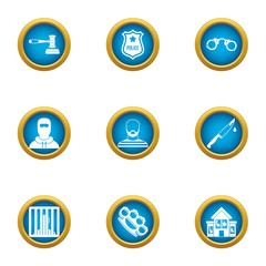 Heist icons set. Flat set of 9 heist vector icons for web isolated on white background