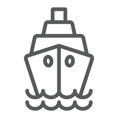 Ship line icon, cruise and sail, boat sign, vector graphics, a linear pattern on a white background.