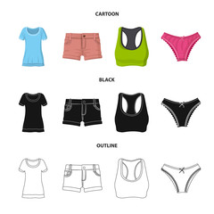 Naklejka premium Vector design of woman and clothing sign. Set of woman and wear stock symbol for web.