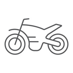 Motorcycle thin line icon, vehicle and cycle, motorbike sign, vector graphics, a linear pattern on a white background.