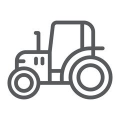 Tractor line icon, farm and agriculture, vehicle sign, vector graphics, a linear pattern on a white background.