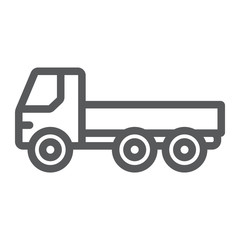 Flatbed truck line icon, automobile and cargo, car sign, vector graphics, a linear pattern on a white background.