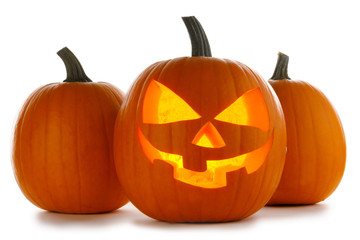 Halloween Pumpkins on white