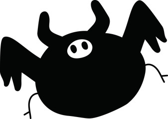 Black Cartoon tiny monster vector