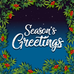 Red berry frame with sky background