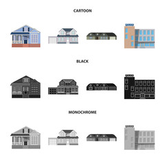 Isolated object of building and front icon. Set of building and roof vector icon for stock.